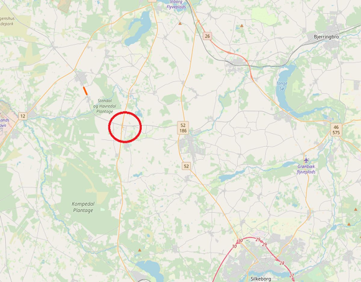 Her er ulykken sket – vejen kaldes også Aalborgvej. Foto: ©OpenStreetMap.