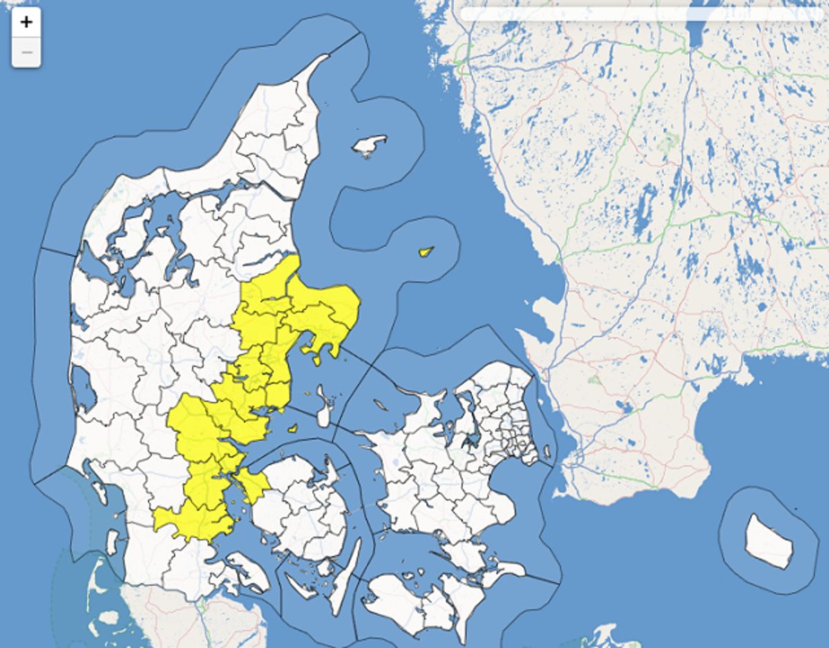 Her varsler ser om kraftig regn og torden. KLIK og se femdøgnsprognosen. Foto: DMI.