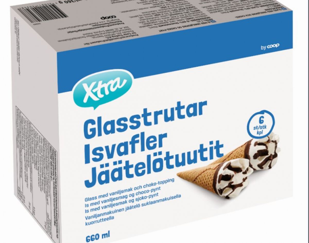 Udeklareret allergen i isvafler:
X-tra Isvafler
Nettoindhold: 6 stk. á 110 ml
Bedst før dato: 12/12/2019
EAN stregkode nr.: 7340011403487
Solgt i:
Kvickly, SuperBrugsen, DagliBrugsen, Fakta og Brugsen i hele landet samt på Coop.dk Mad
Årsag:
Der er risiko for, at produktet indeholder æg, hvilket ikke er deklareret.
Risiko:
Der er risiko for en allergisk reaktion hos forbrugere med allergi over for æg. Foto: FVST