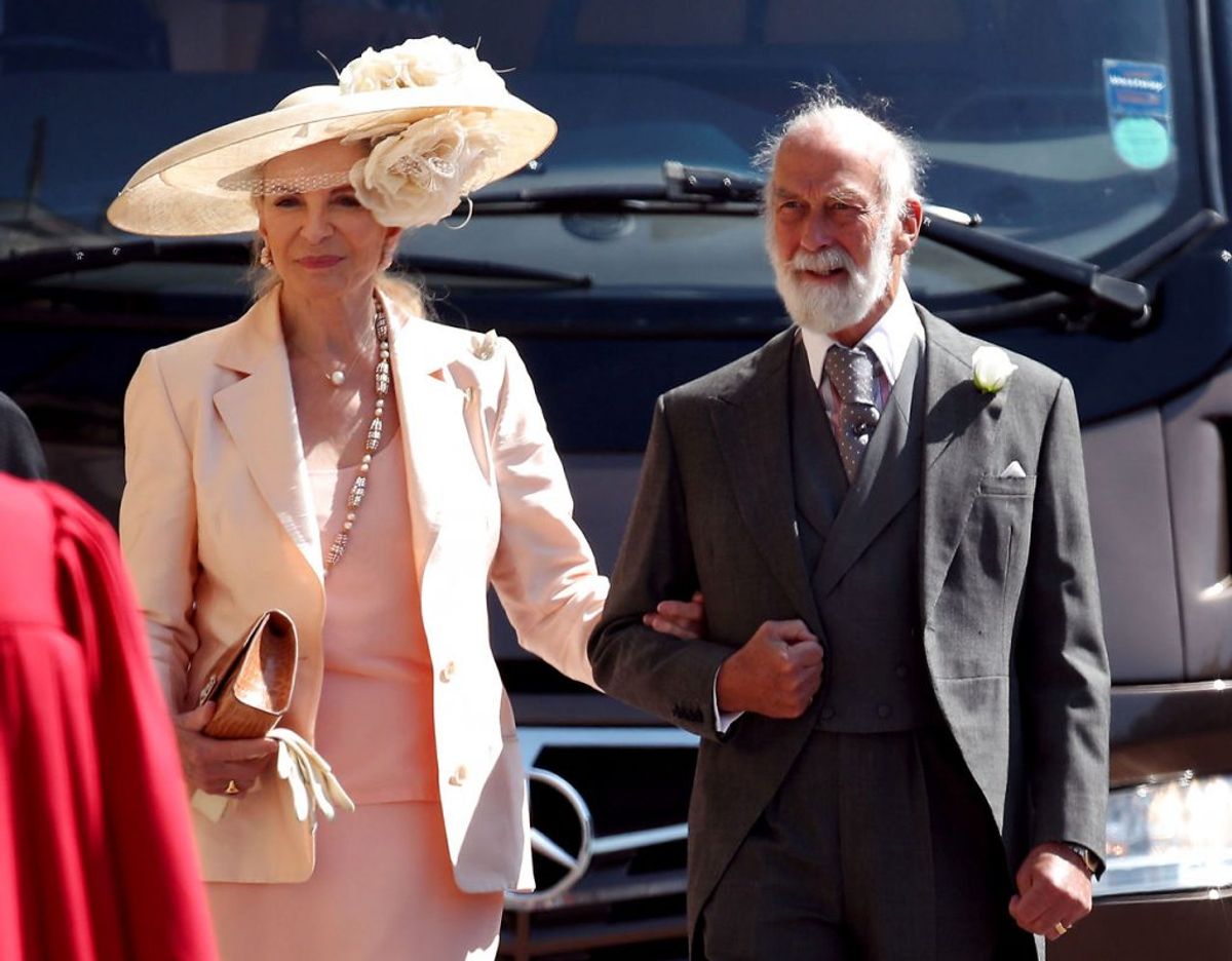 Prinsesse og Prins Michael af Kent ses her til Prins Harry og Hertuginde Meghans bryllup. Foto: Scanpix/Chris Radburn.