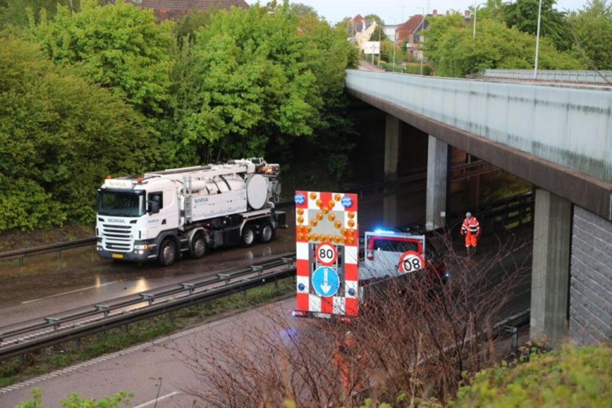 Der har været et voldsomt uvejr over Fyn. Det skaber problemer. Foto: Presse-fotos.dk.