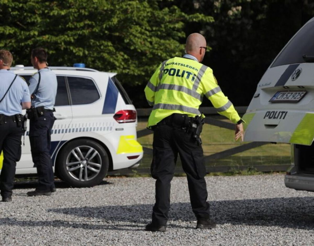 Fire gutter stak af fra en hotelregning. Det lykkedes kun tre at stikke af fra politiet. Foto: Presse-fotos.dk.