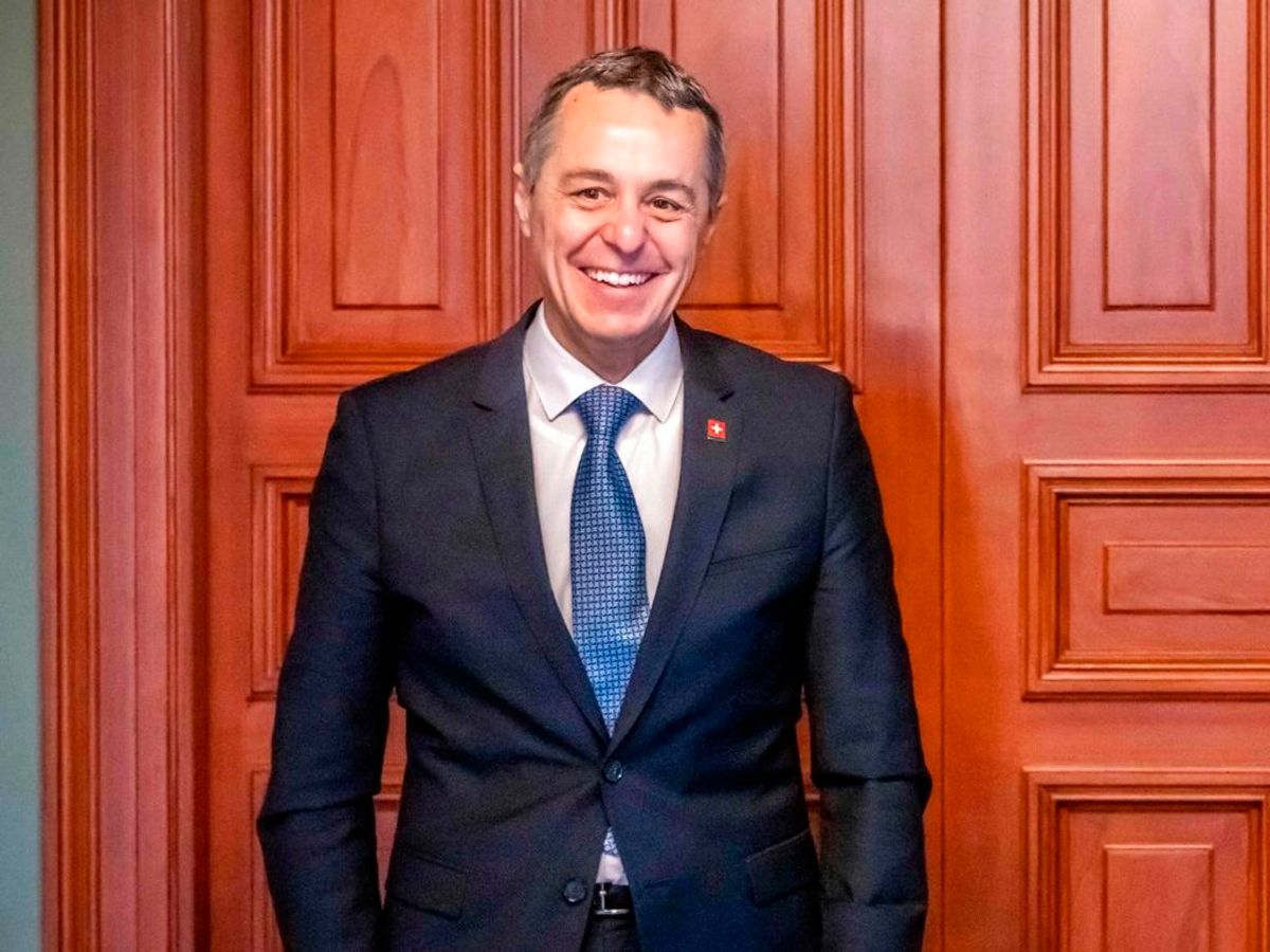 Det er den schweiziske Udenrigsminister Ignazio Caissis, der besøger København. Foto: Ole Berg-Rusten / NTB / AFP) / Norway OUT