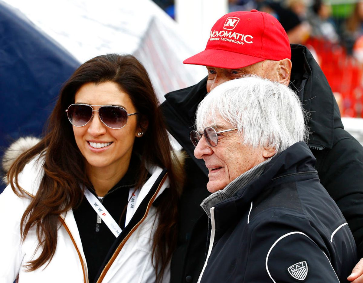 Nu 89-årige Bernie Ecclestone er blevet far for fjerde gang. Mor til barnet er 44-årige Fabiana Flosi (tv.). Foto: Scanpix