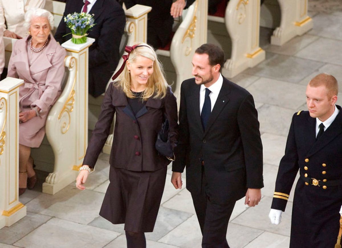 Her ses det norske kronprinspar. Foto: Scanpix