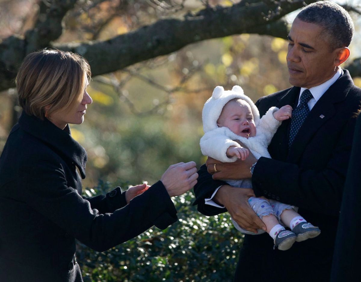 Her ses Maeve Kennedy med tidligere præsident af USA Barack Obama i 2013. Foto: REUTERS/Jason Reed