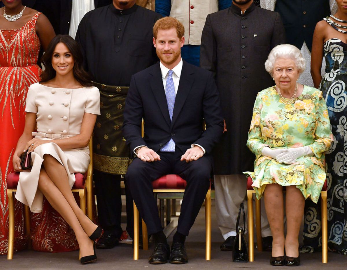 Harry og Meghan mener ikke at dronningen har juridisk belæg for at nægte dem at bruge ordet ‘royal’ i deres markedsføring. De siger dog, at de alligevel vil følge dronningens krav. Klik videre for flere billeder. Foto: Scanpix/John Stillwell/Pool via Reuters/File Photo