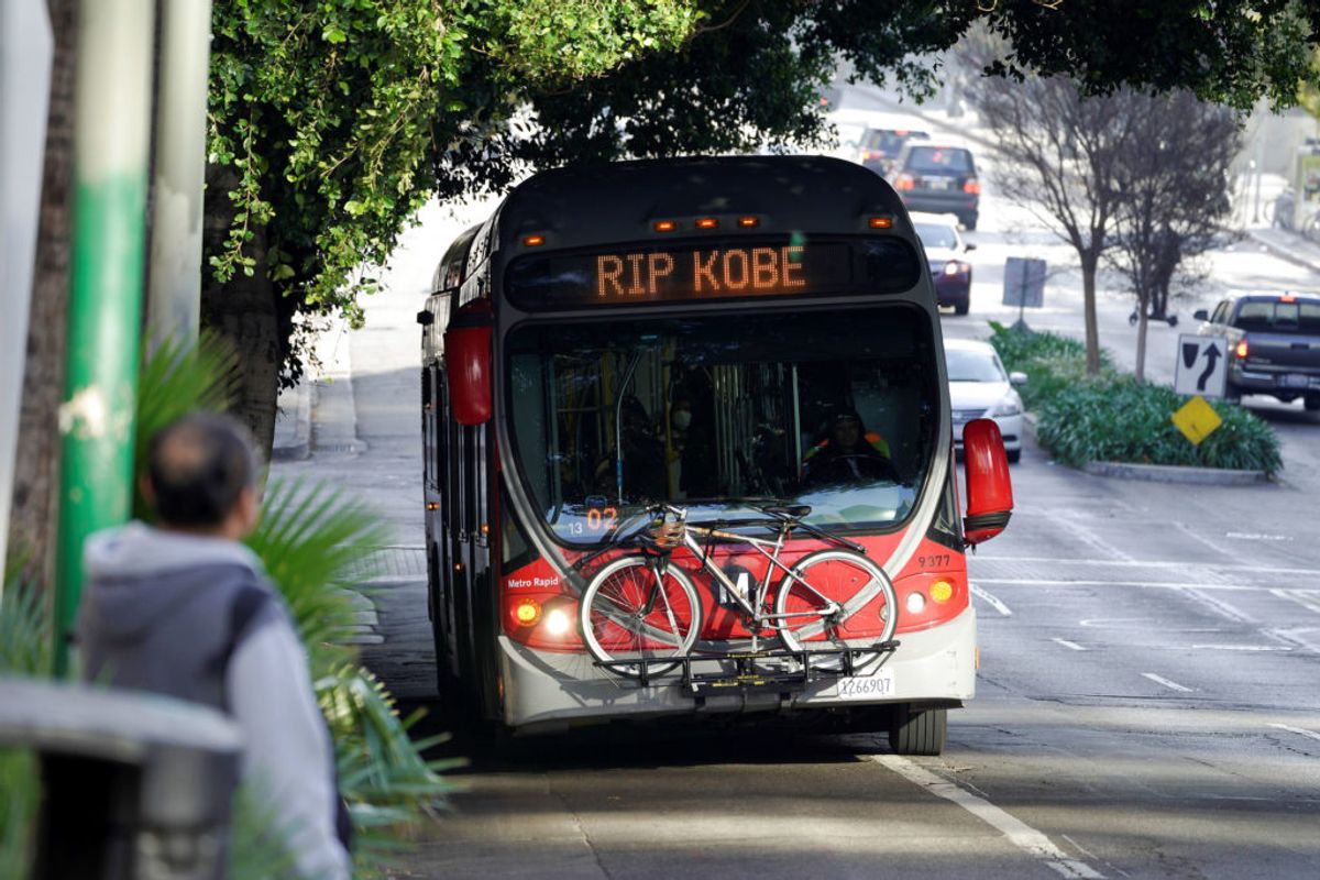 Pyntet bus i Los Angeles. Foto: Kyle Grillot/scanpix.