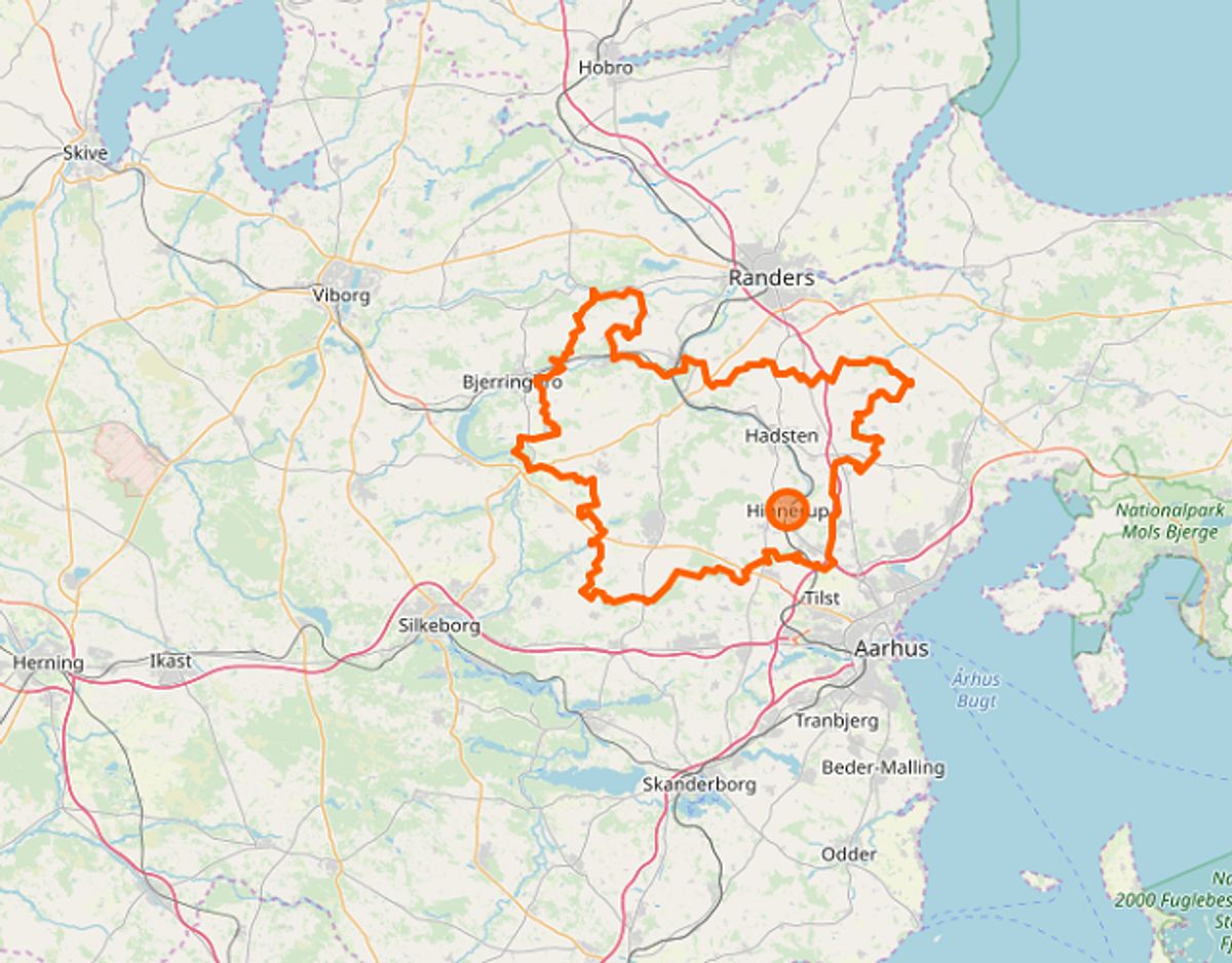 Den anden er Plus-abonnent fra Favrskov Kommune. Foto: ©OpenStreetMap-bidragsydere.