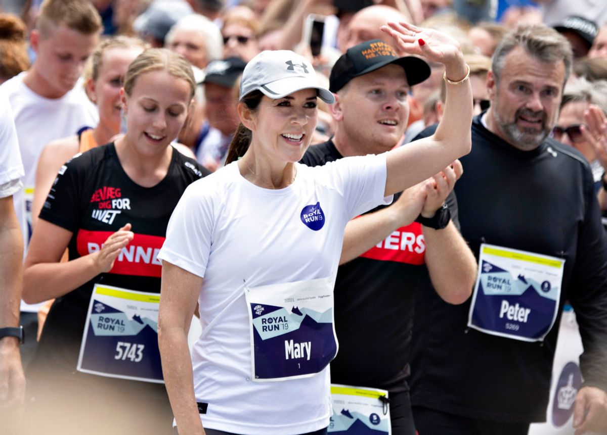 Kronprinsesse Mary efter at have løbet 5 km. Royal Run i Aalborg, mandag den 10. juni 2019., torsdag 9. maj 2019.. (Foto: Henning Bagger/Ritzau Scanpix)