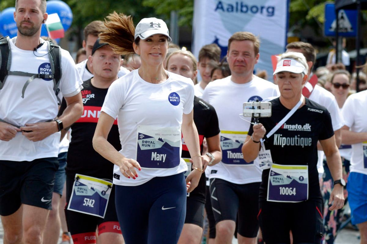 Kronprinsesse Mary løber 5 km. Royal Run i Aalborg, mandag den 10. juni 2019.. (Foto: Henning Bagger/Ritzau Scanpix)