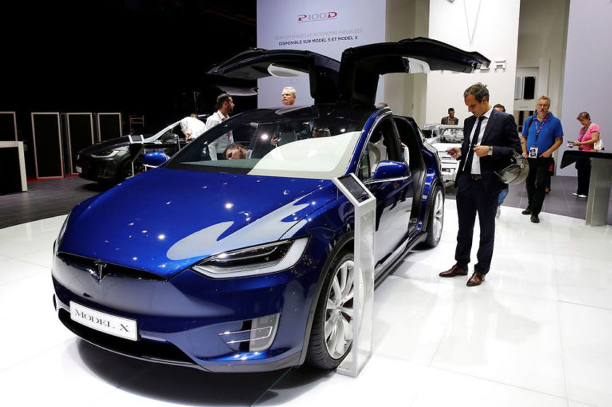 Ifølge Eb.dks billeder foregik påkørslen i en Tesla Model X. Foto: Scanpix
