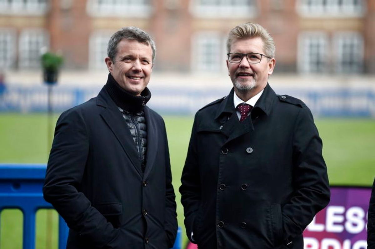Kronprins Frederik deltager i Skole OL på Østerbro Stadion i København, onsdag den 8. maj 2019. Her sammen med Københavns overborgmester Frank Jensen. KLIK VIDERE FOR FLERE BILLEDER. (Foto: Liselotte Sabroe/Scanpix 2019)