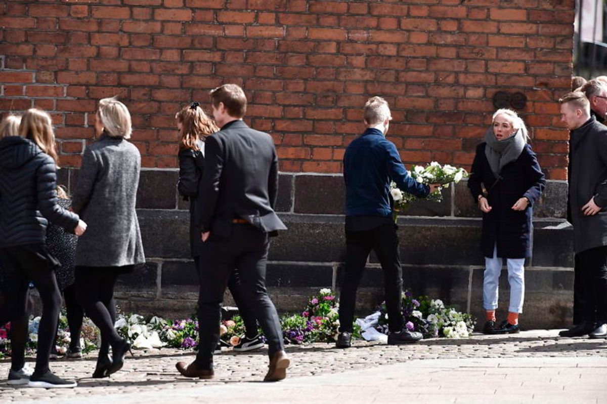 Begravelsen af de tre danske ofre for terrorangrebet i Sri Lanka fra Aarhus Domkirke i Aarhus, lørdag den 4. maj 2019.De tre omkomne var børn af Anne og Anders Holch Povlsen. Begravelsen sker fra Aarhus Domkirke med deltagelse af Kronprinsfamilien og Statsministeren.. (Foto: Mads Claus Rasmussen/Ritzau Scanpix)