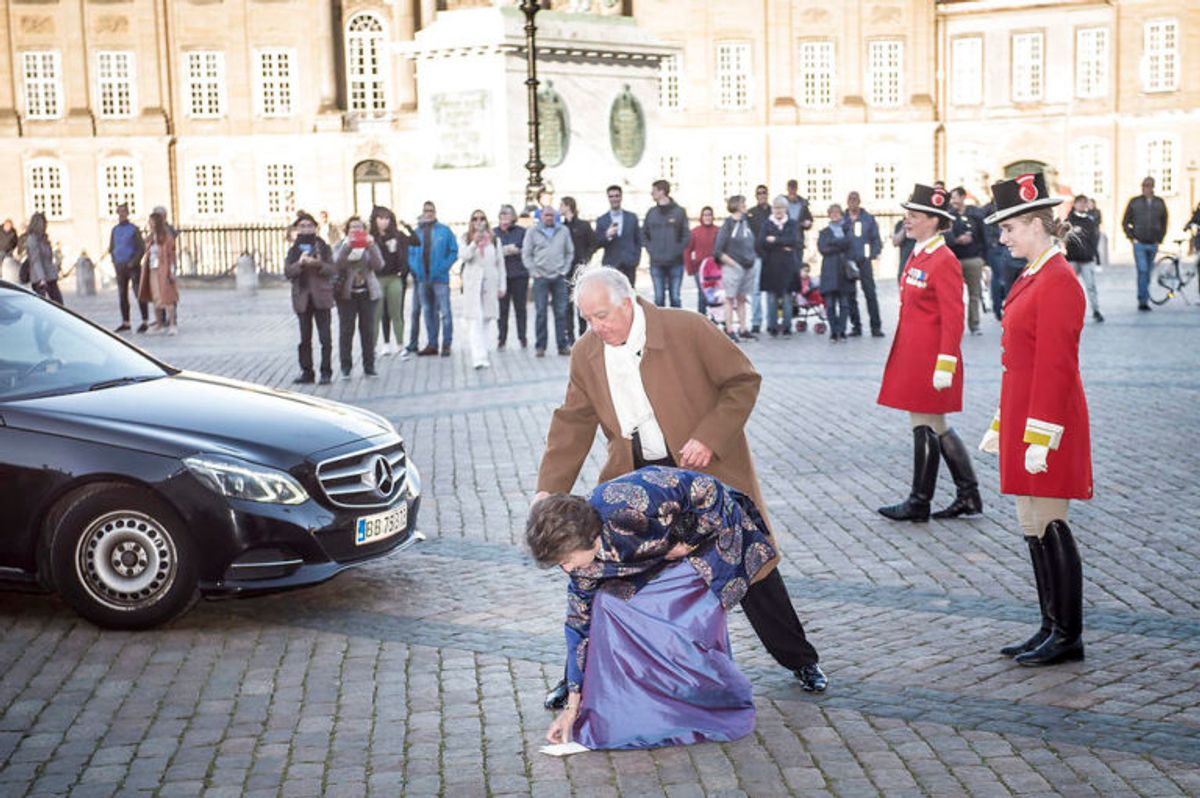 Gæster ankommer til middag i anledning af prinsesse Benediktes 75-års fødselsdag på Amalienborg i København, mandag den 29. april 2019.. (Foto: Mads Claus Rasmussen/Ritzau Scanpix)