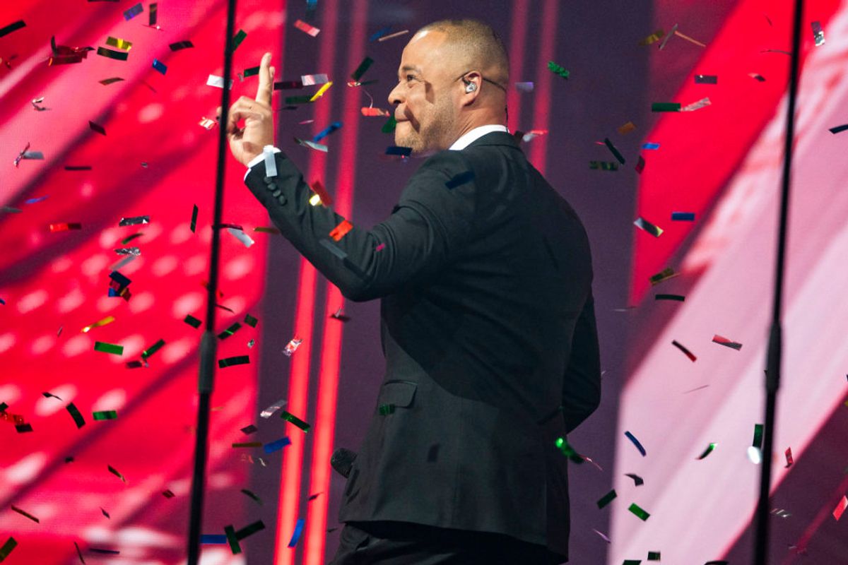 Remee på scenen ved X Factor. X Factor 12, Liveshow 6, Fredag d. 5. april 2019. (foto: Martin Sylvest/Ritzau Scanpix 2019)