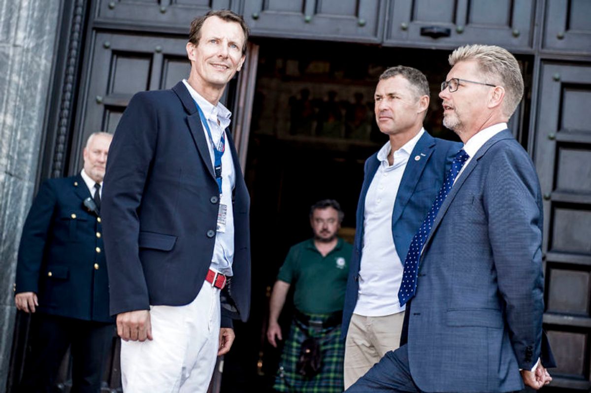 Prins Joachim, Tom Kristensen og overborgmester Frank Jensen under Copenhagen Historic Grand Prix’ åbningsreception på Københavns Rådhus, fredag den 3. august 2018. Copenhagen Historic Grand Prix er et racerløb, der afvikles en gang årligt på Bellahøj i København. Løbet finder sted den 4. til den 5. august 2018.. (Foto: Mads Claus Rasmussen/Ritzau Scanpix)
