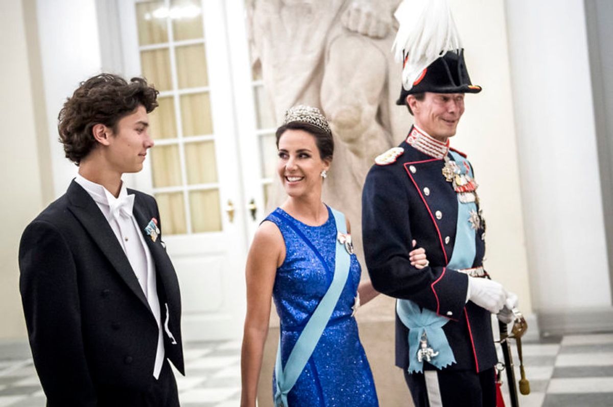 Gallataffel på Christiansborg Slot i anledning af H. K. H. Kronprinsens 50-års fødselsdag den 26. maj 2018. Prins Nikolai, Prinsesse Marie og Prins Joachim.
