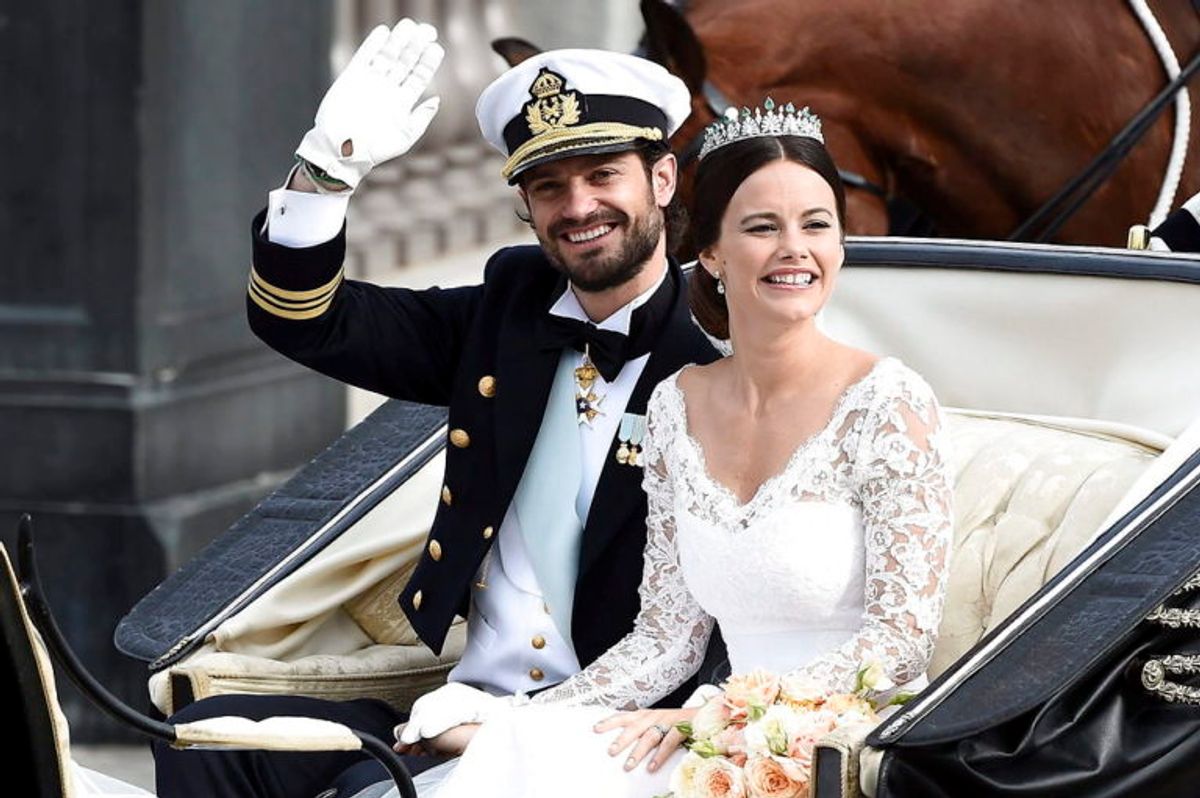 Her ses Carl Philip og Sofia Hellqvist til parrets bryllup. Foto: Scanpix