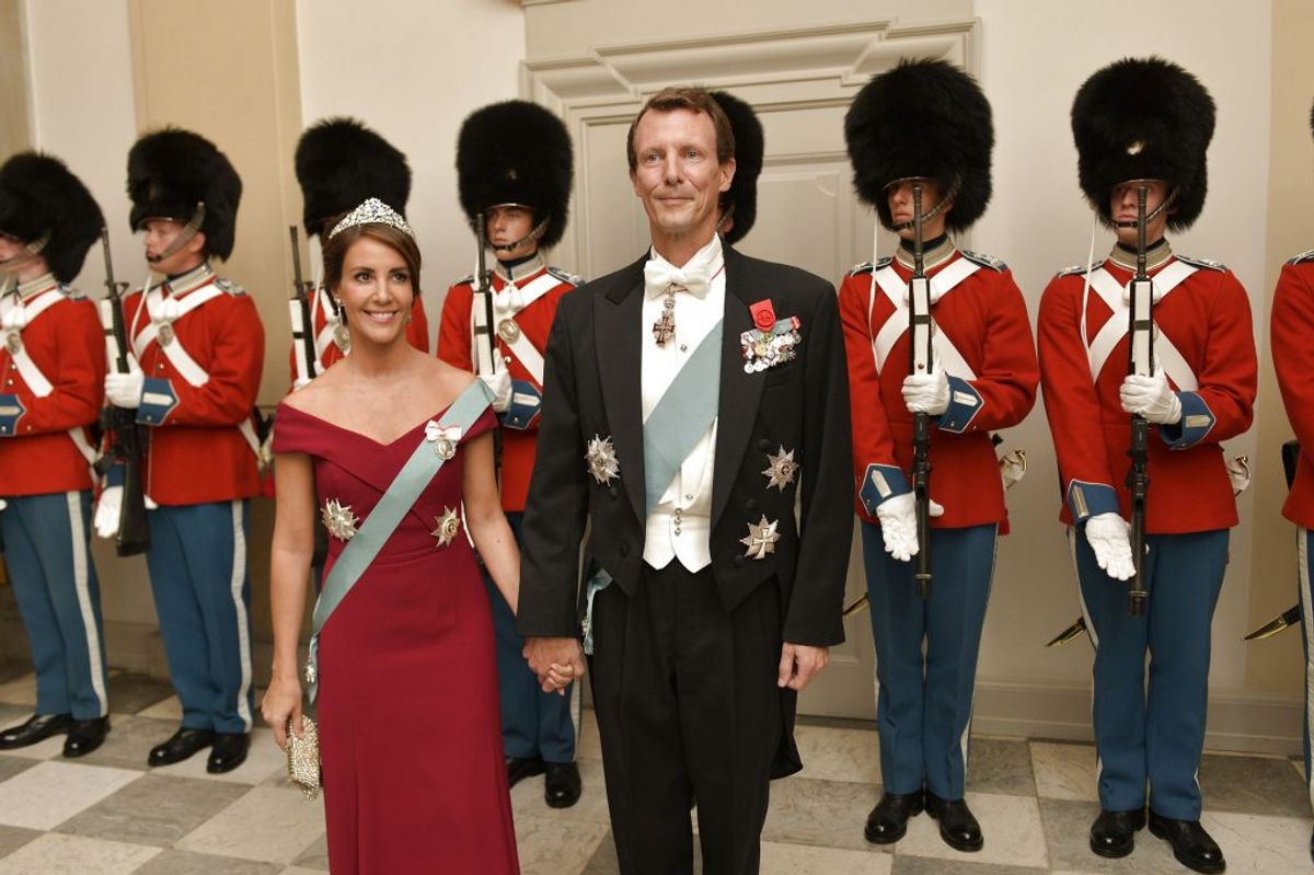 Prinsesse Marie og prins Joachim ved ankomsten. (Foto: Keld Navntoft/Scanpix 2018)
