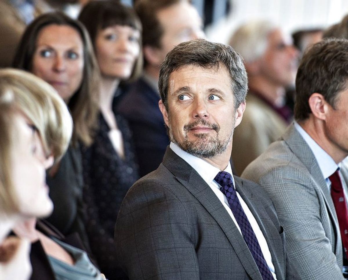 Kronprins Frederik ses her under talerne ved åbningen af udstillingen om Jørn Utzon. Foto: Henning Bagger/Scanpix