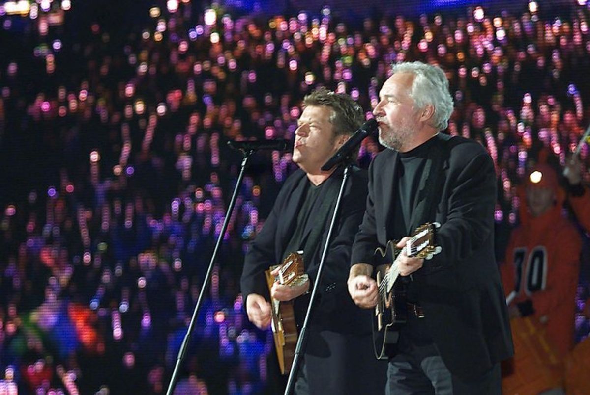 2000: Brødrene Olsen eller Olsen Brothers, som de hed i Eurovision Song Contest, hev for anden gang nogensinde sejren hjem til Danmark. De sang sig ind i europæernes hjerter med “Fly on the wings of love”. Foto: Peter Mueller/Scanpix (Arkivfoto)