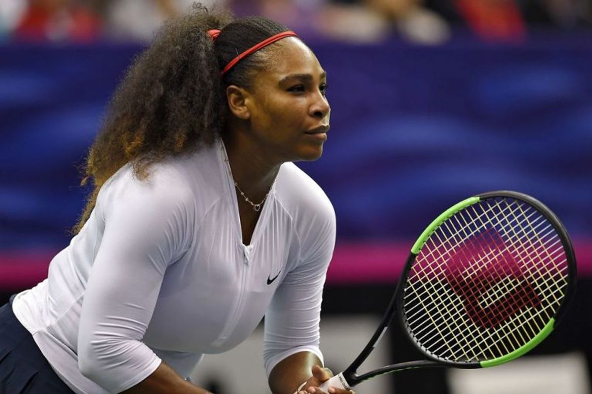 Det seneste foto af Serena Williams, der den 11. februar i år deltog i Fed Cup, som er tennis for landshold. Foto: Richard Shiro/Scanpix