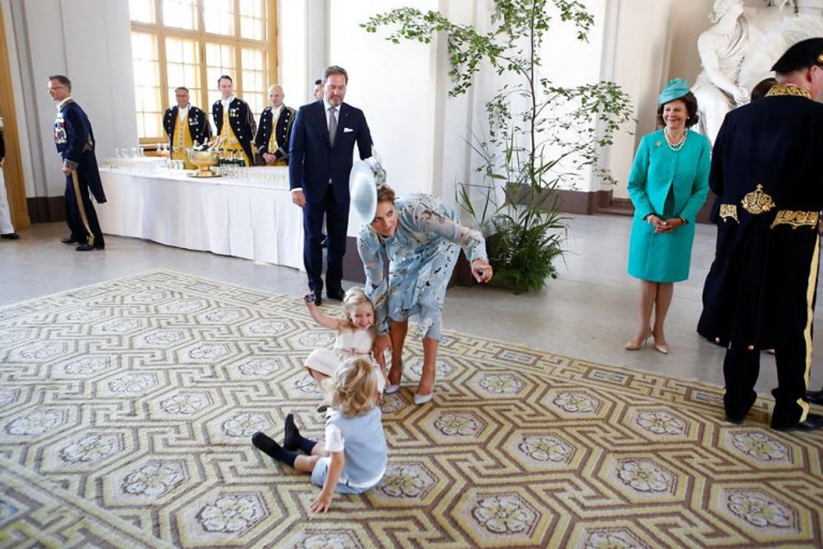 Prinsesse Madeleine ses her med sine to børn, prinsesse Leonore og prins Nicolas tilbage i juli 2017. Den lille prinsesse fylder fire år i dag. Arkivfoto: Christine Olsson/Scanpix