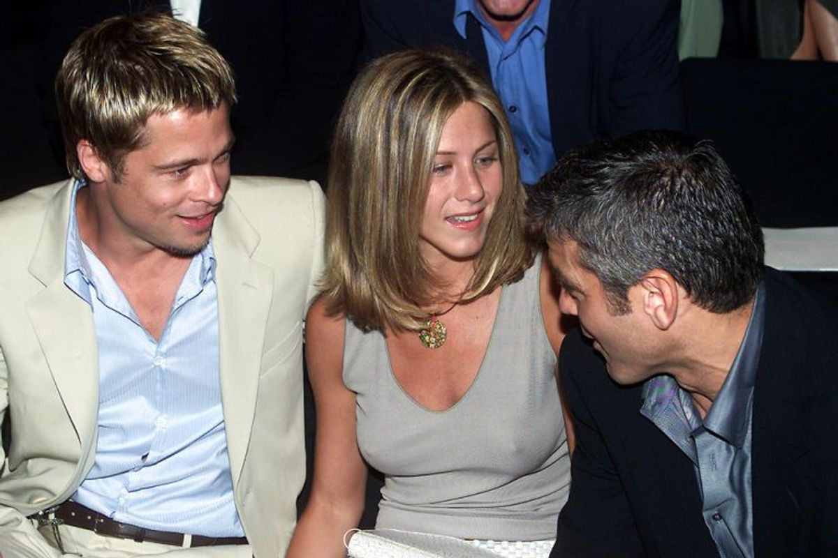 Jennifer Aniston har fødselsdag i dag – her ses hun tilabge i 2002 sammen med sin daværende mand Brad Pitt. Arkivfoto: Stefano Rellandini/Scanpix