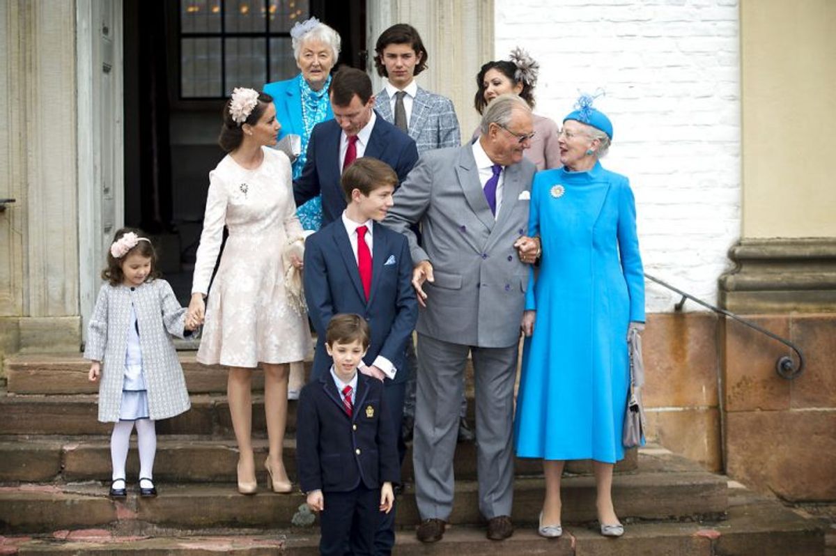 Det var en stor dag den 1. april 2017. Prins Felix blev konfirmeret. Her ses prinsesse Marie, prins Joachim og flere fra den royale familie. Foto: Nils Meilvang/Scanpix (Arkivfoto)