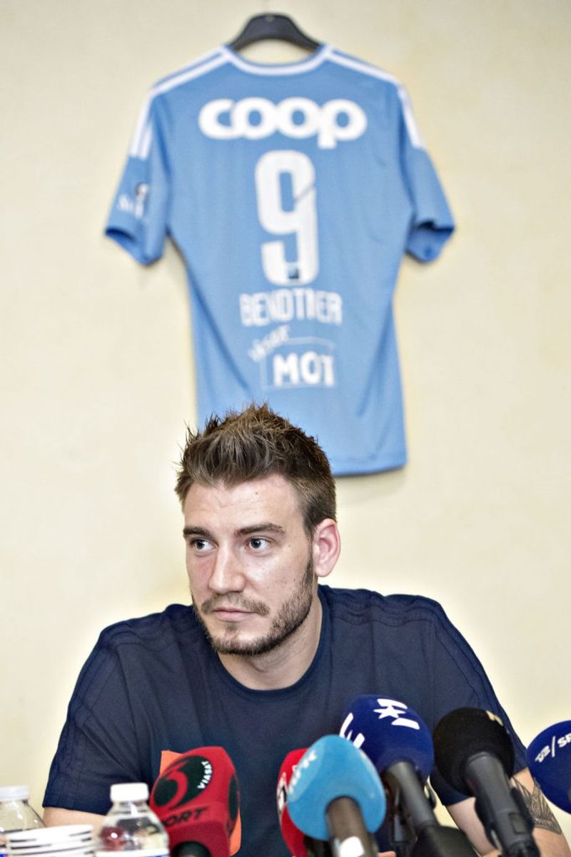 Her ses Nicklas Bendtner ved et pressemøde i Rosenborg – den klub, han netop er blevet norsk mester med. Arkivfoto: Scanpix