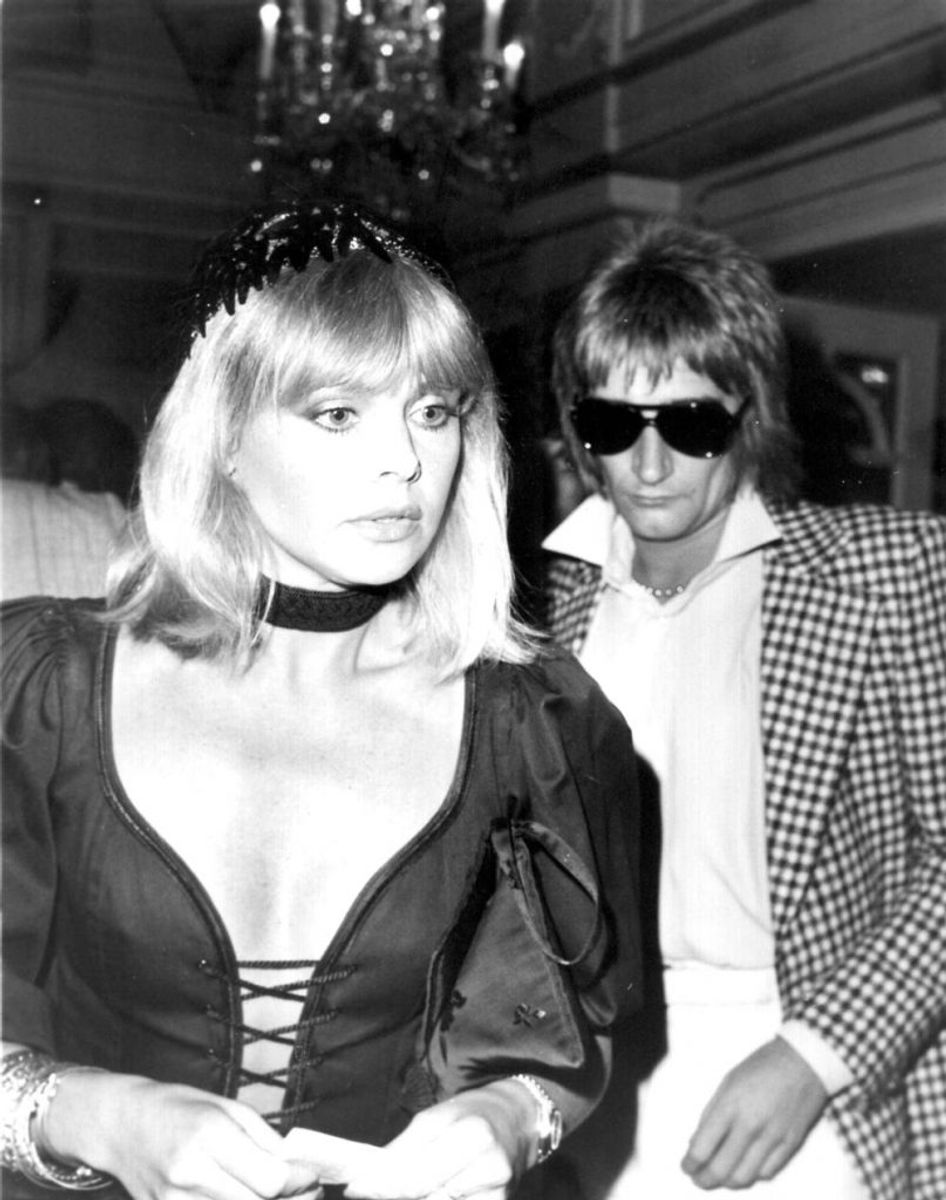 Fra 1975-1977 havde Rod Stewart et forhold til skuespillerinden Britt Ekland. Foto: NORDFOTO/Scanpix (Arkivfoto)