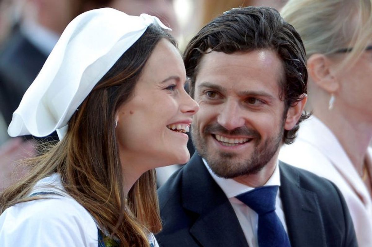 Her ses prinsesse Sofia og prins Carl Philip i storsmilende form ved et arrangement i sommer. Foto: Maja Suslin/Scanpix (Arkivfoto)