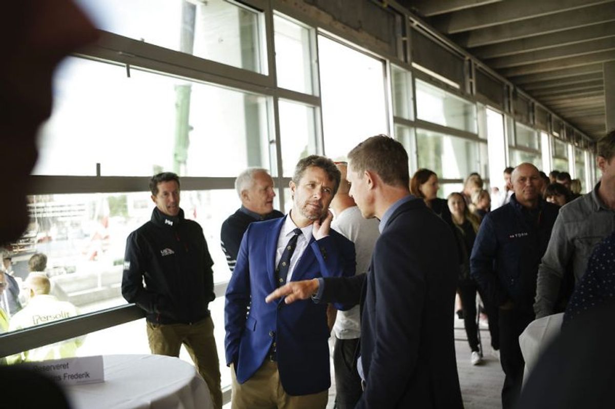 Kronprins Frederik deltog i rejsegilde på Aarhus Internationale Sejlsportscenter på Aarhus havn. Foto: Asbjørn Sand/Scanpix