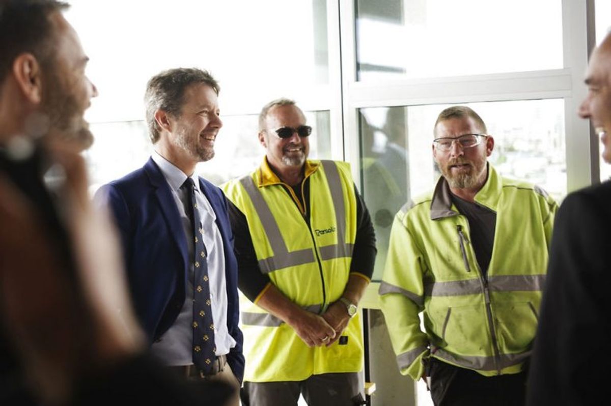 Kronprins Frederik deltog i rejsegilde på Aarhus Internationale Sejlsportscenter på Aarhus Havn. Foto: Asbjørn Sand/Scanpix