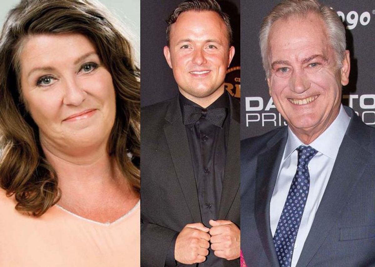 Den ikoniske dansktopfigur Keld Heick får selskab af udgiverdirektør, Anette Kokholm og hele Danmarks dansedarling Thomas Evers Poulsen, når den store fest løber af stablen. Pressefoto.