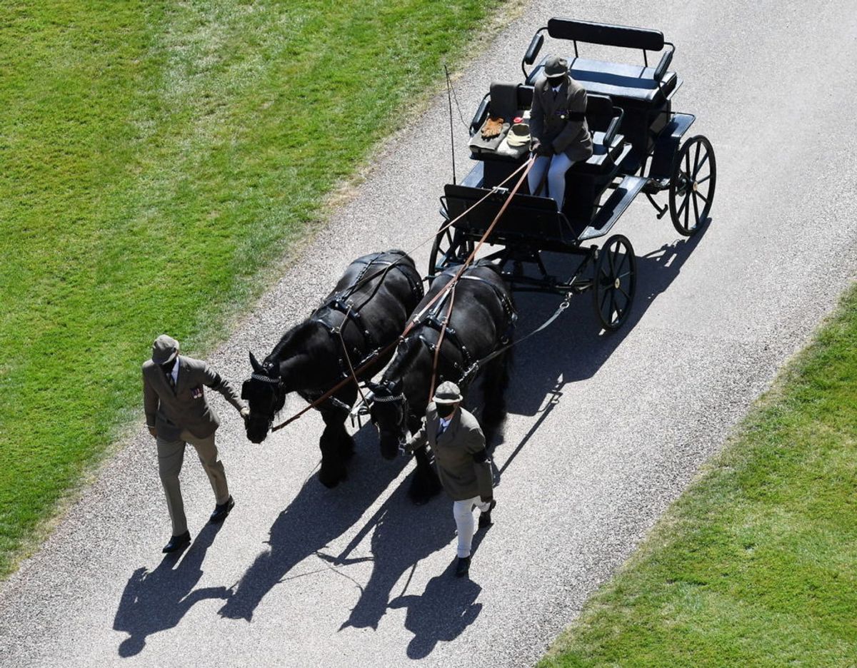 Kareten var så kært en eje for prins Philip, at den fik plads i følget ved hans begravelse i St Georges Chapel den 17. april. Foto: Scanpix/Kirsty O’Connor/Pool via REUTERS