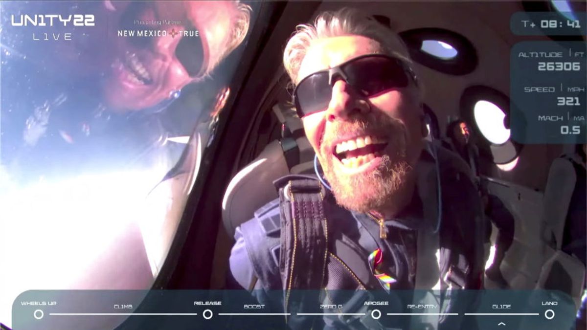 Sådan så det ud, da milliardæren Richard Branson tog rejsen mod det ydre rum. KLIK VIDERE FOR FLERE BILLEDER. Foto: Virgin Galactic/Handout via REUTERS / Scanpix