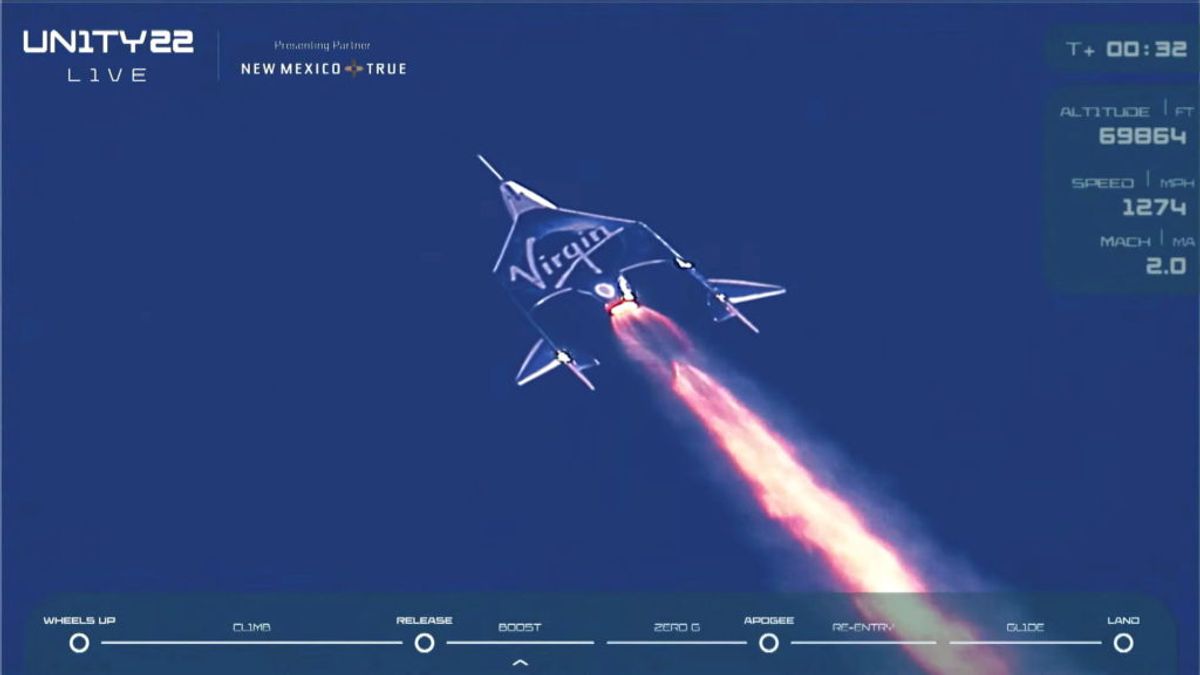 Sådan så det ud, da milliardæren Richard Branson tog rejsen mod det ydre rum. KLIK VIDERE FOR FLERE BILLEDER. Foto: Virgin Galactic/Handout via REUTERS / Scanpix