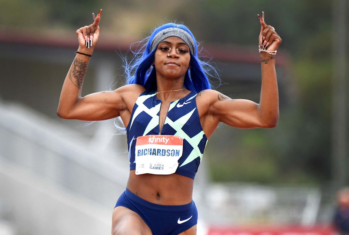 Sha'Carri Richardson var en af de helt store favoritter til at tage OL-guld i 100 meter-sprint for kvinder. Hun er særlig blevet kendt for sine farverige lokker, smykker, lange negle og tatoveringer. Foto: © Keith Birmingham/Orange County Register via ZUMA Wire / Ritzau Scanpix