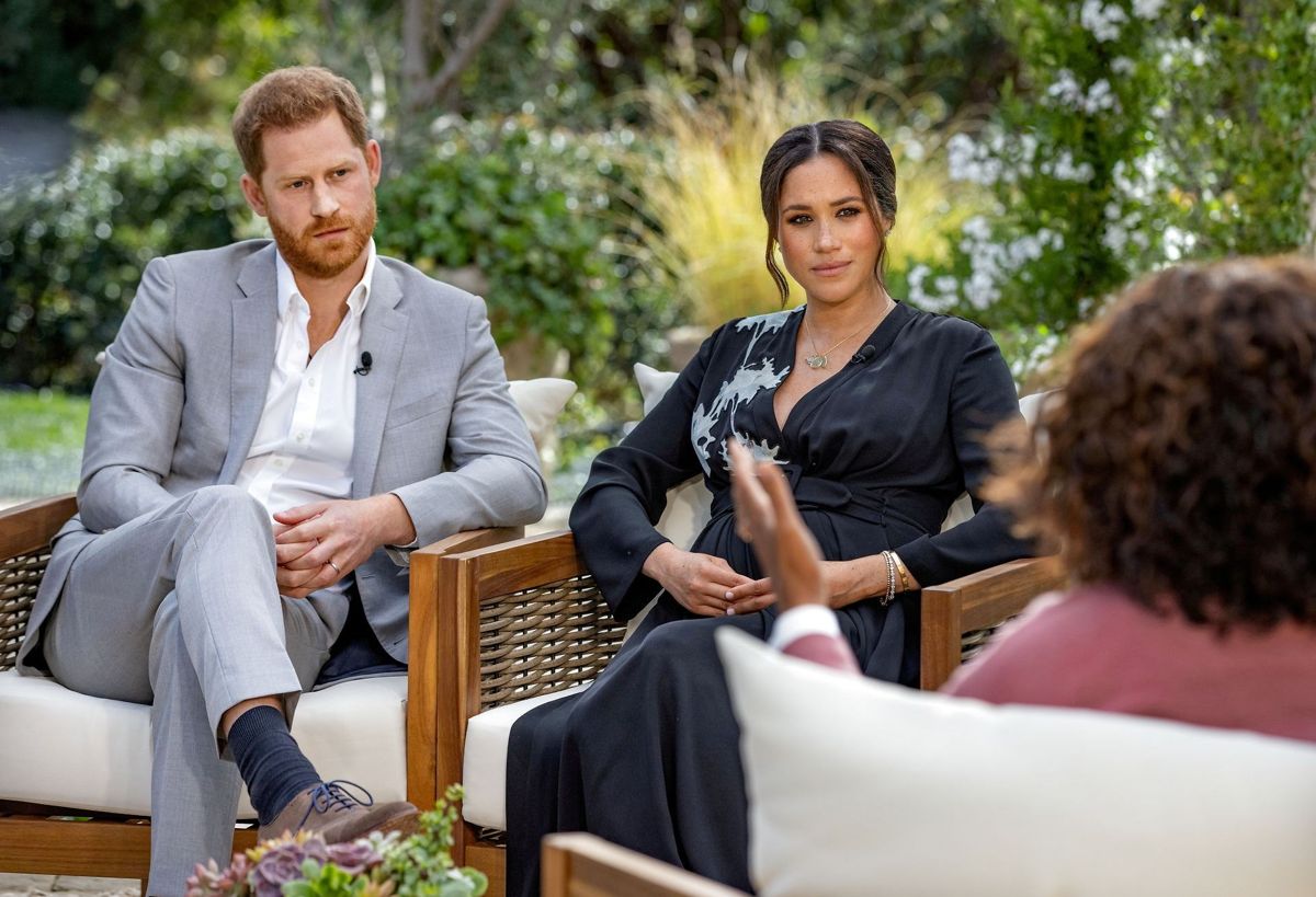 Billedet her er fra Harrys og Meghans interview med Oprah Windfrey, der løb over TV-skærme i store dele af verden tilbage i marts måned.