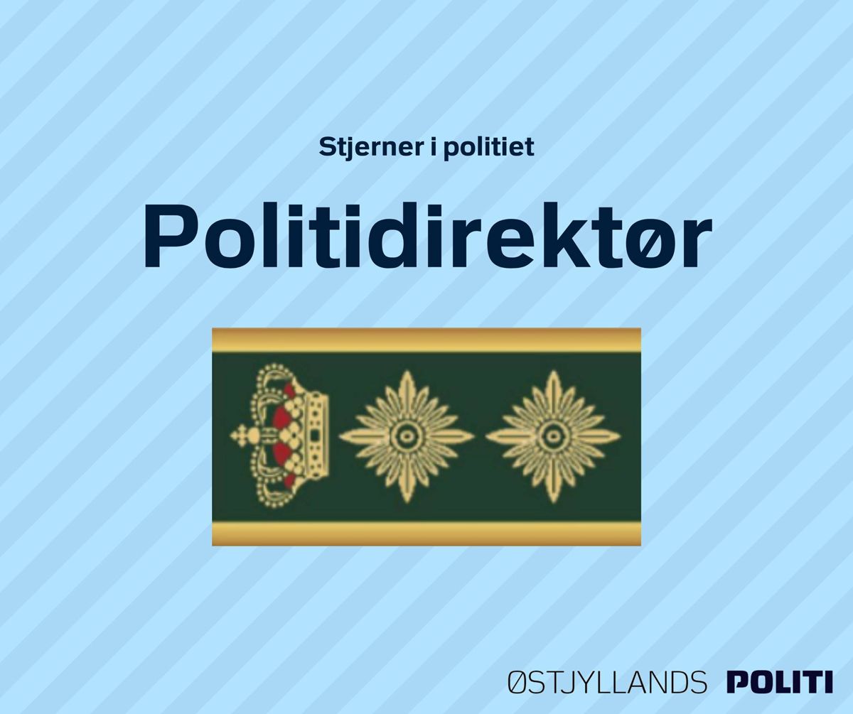 Politidirektør. Politidirektør er stillingsbetegnelsen for den øverste chef i en af Danmarks 12 politikredse efter politireformen trådte i kraft den 1. januar 2007. Østjyllands Politi.