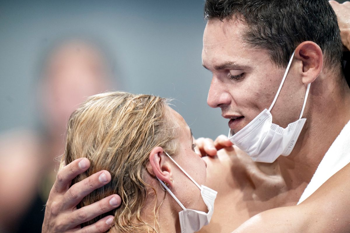 Pernille Blume er her med kæresten Florent Manaudou.