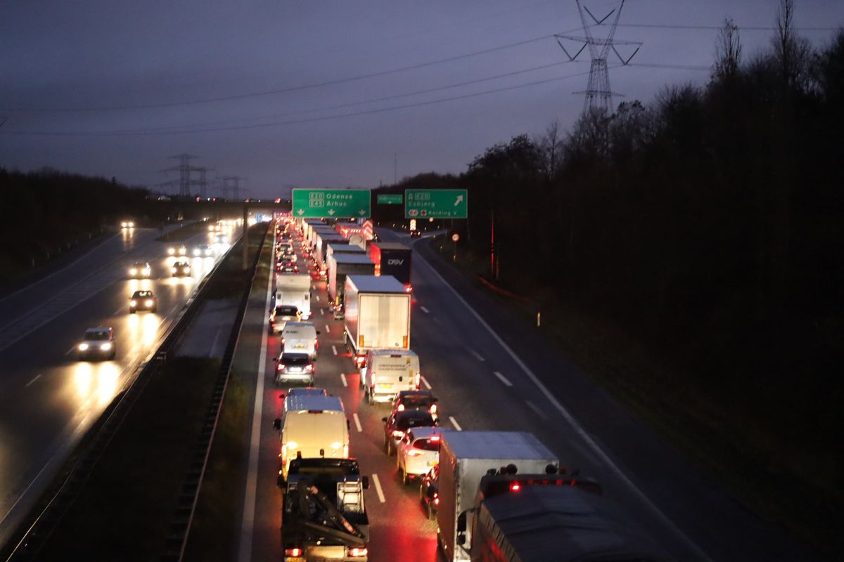 Uheldet er sket mellem Bramdrupdam og motorvejskryds Kolding.