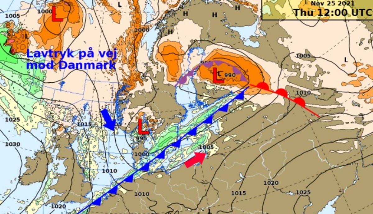 Torsdag passerer en koldfront og ændrer på vejret.