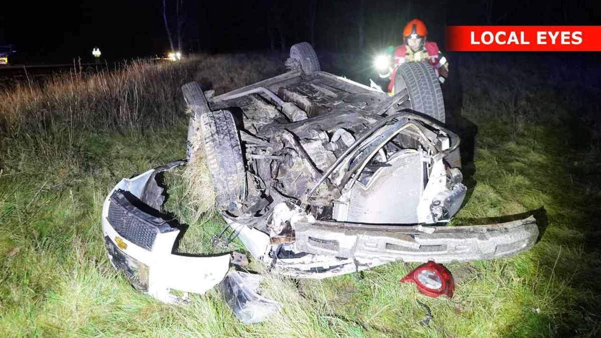 Bilen var totalt smadret efter den voldsomme ulykke.