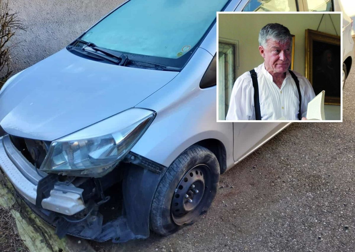 79-årige Niels Vandrefalk kørte fast i en busgrav og fik totalskadet sin bil.
