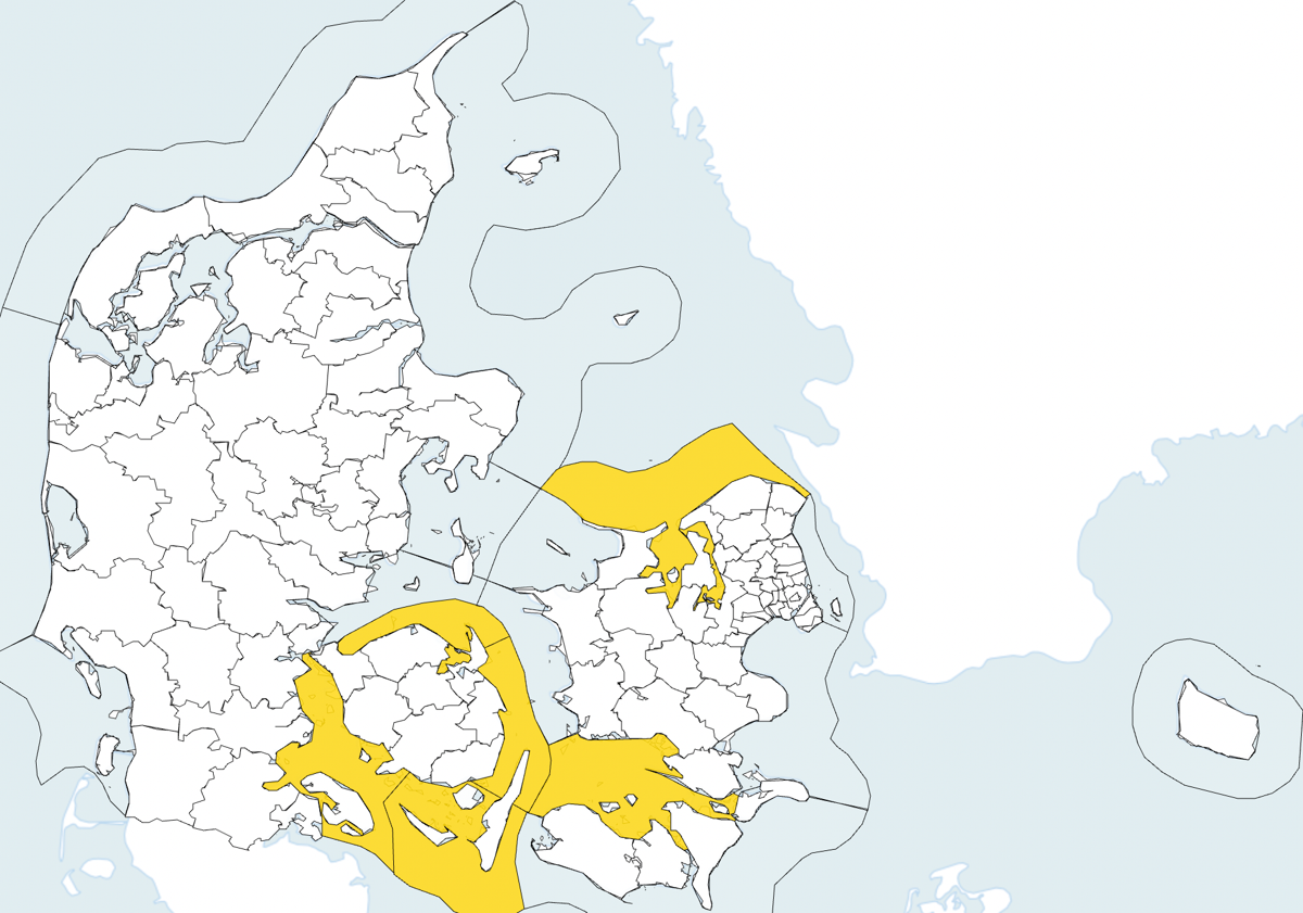 Det er dette område, der varsles for