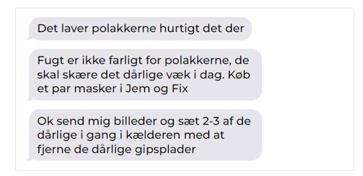Grafik af SMS fra bygherre