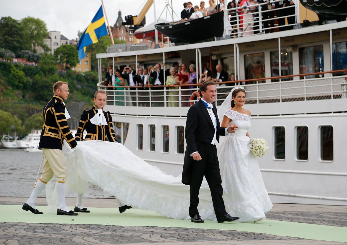 Billedet her fra prinsesse Madeleines og Christopher O'Neills bryllup i juni 2013, hvor dele af festen også foregik ombord på et skib i den stockholmske skærgård.